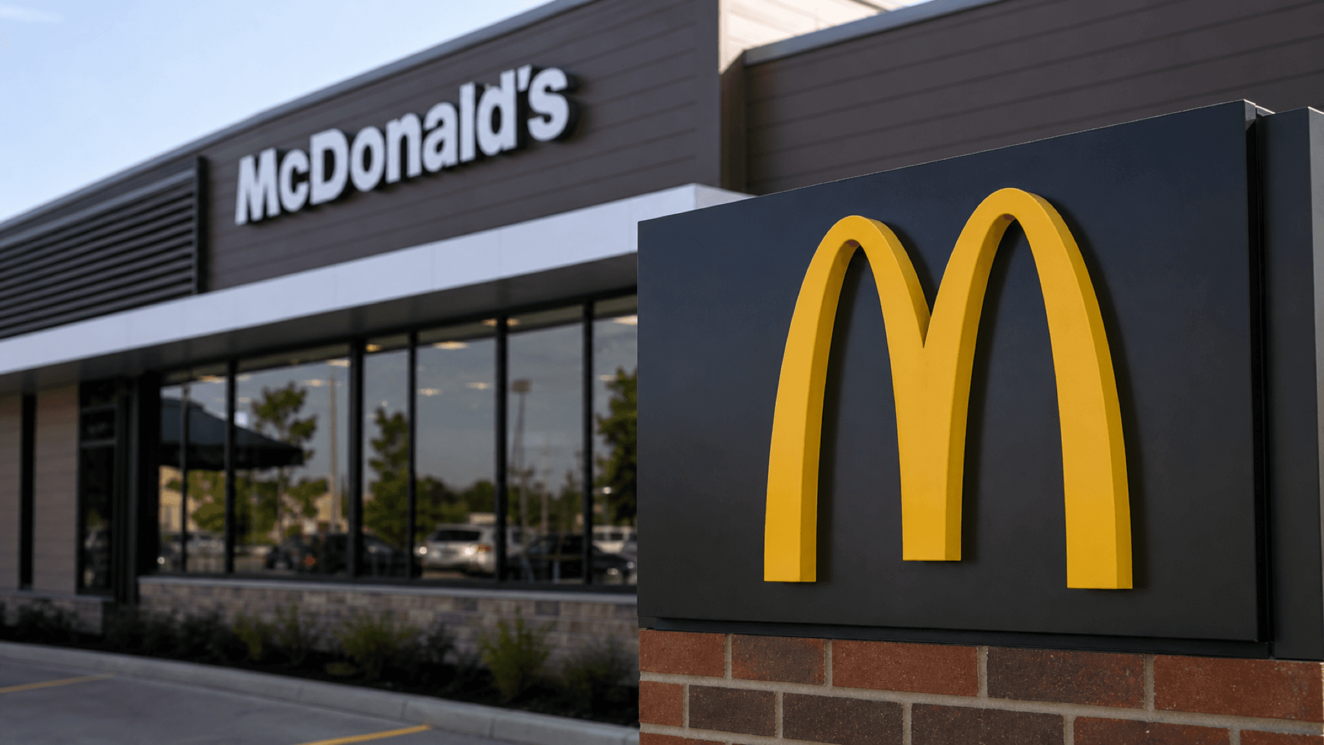 A close-up of the golden arches sign outside a McDonald's restaurant