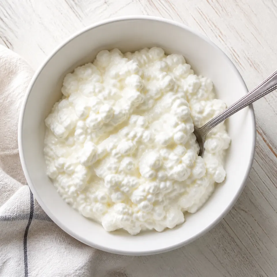 A three-quarter cup serving of low-fat cottage cheese