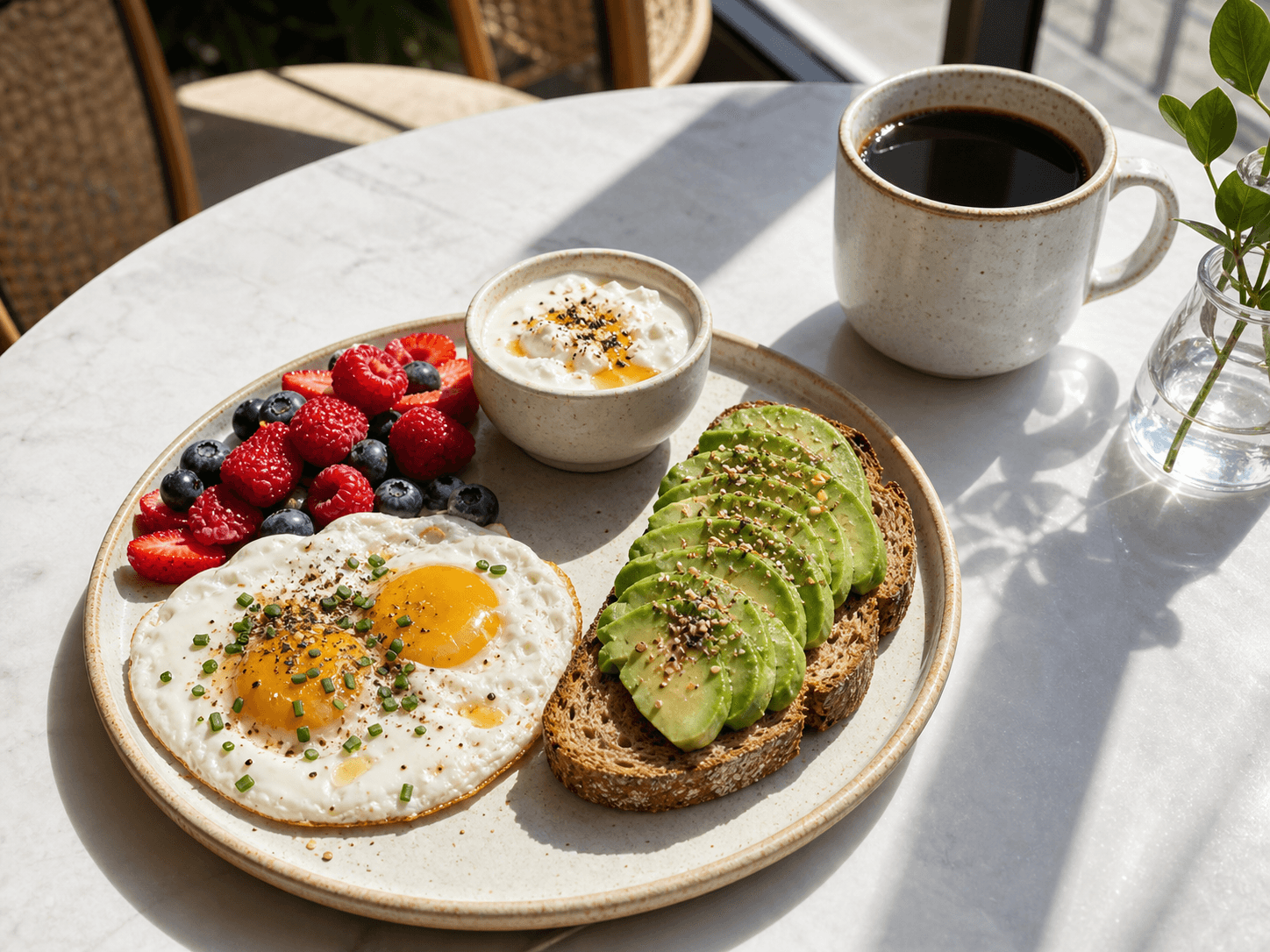Balanced high protein brunch plate for intermittent fasting