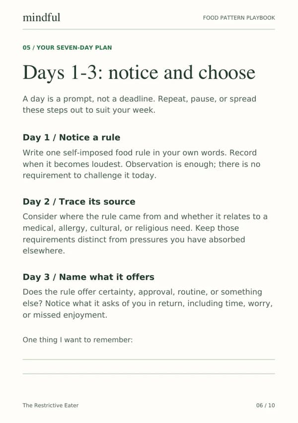 The Restrictive Eater playbook page 6